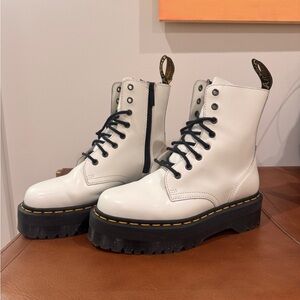 Dr. Martens White Leather Combat Boots